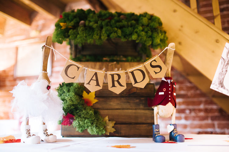 Cards Crate Wooden Box Autumn Packington Moor Wedding Staffordshire Farm Barn Burgundy http://kathrynedwardsphotography.com/