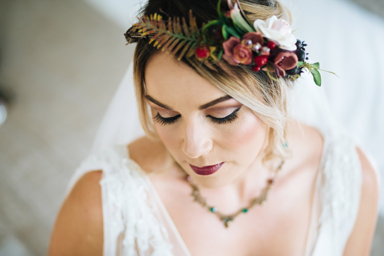 Make Up Bride Bridal Beauty Autumn Packington Moor Wedding Staffordshire Farm Barn Burgundy http://kathrynedwardsphotography.com/