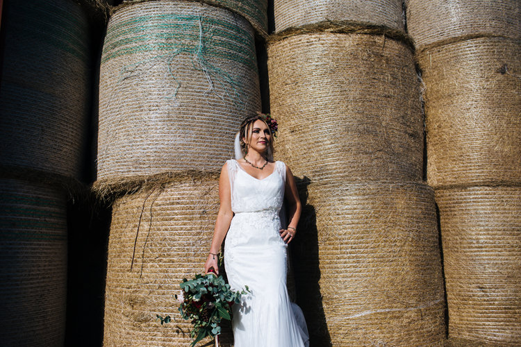 Bride Bridal Gown Tulle Straps Autumn Packington Moor Wedding Staffordshire Farm Barn Burgundy http://kathrynedwardsphotography.com/