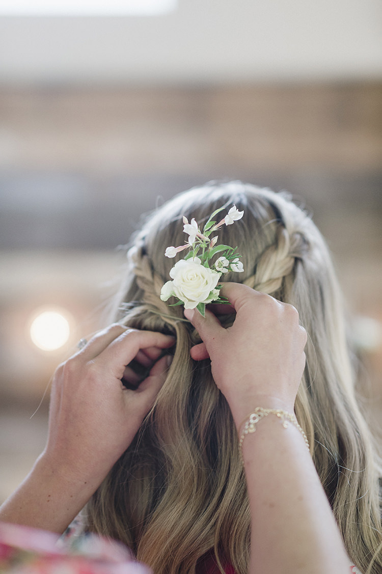 Bridesmaid Hair Style Plaits Braids Darling Fresh Bohemian Barn Wedding https://razia.photography/