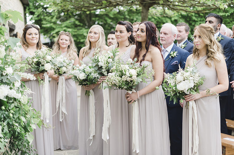 Bridesmaids Dresses Bouquets Ribbons Darling Fresh Bohemian Barn Wedding https://razia.photography/