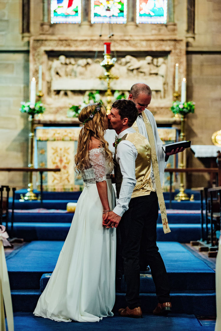 Groom Floral Bow Tie Tweed Waistcoat Charlotte Balbier Separates Drop Shoulder Floral Crown Sweethearrt Neckline Bride Bridal Boho DIY Secret Garden Wedding https://bibandtuckerphotography.co.uk/