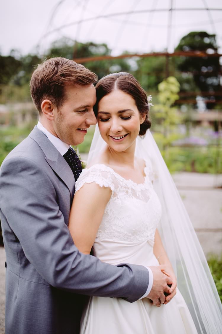 Bride Bridal Sassi Holford Veil Off the Shoulder A Line Dress Gown Slater Grey Groom Cravat Beautiful Romantic Country House Wedding Middleton Lodge North Yorkshire http://hayleybaxterphotography.com/