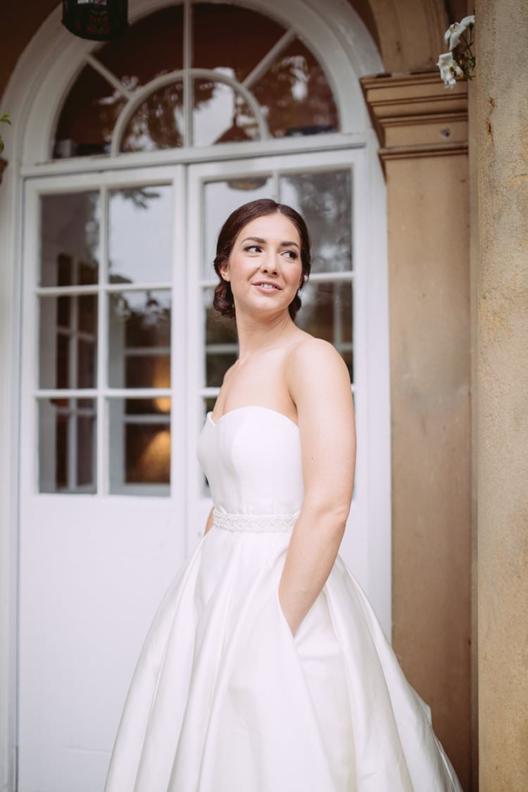Bride Bridal Sweetheart Strapless Sassi Holford A Line Belt Pocket Dress Gown Beautiful Romantic Country House Wedding Middleton Lodge North Yorkshire http://hayleybaxterphotography.com/
