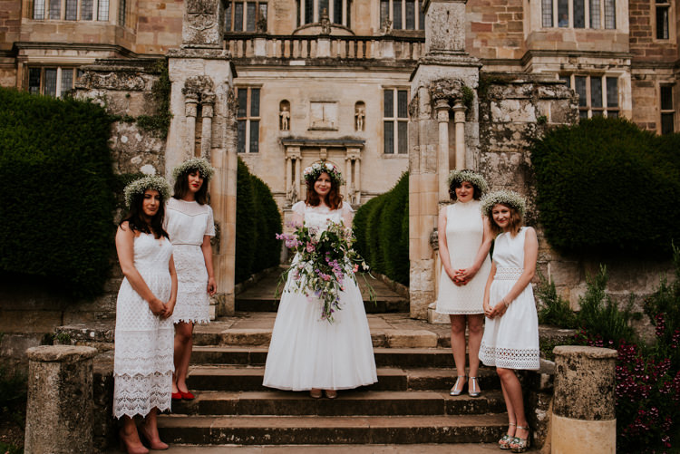 White Bridesmaid Dresses Short Flower Crowns Gypsophila Tropical DIY Moon Photo Booth Wedding https://photo.shuttergoclick.com/