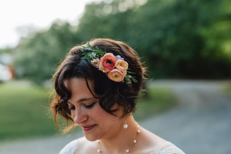 Outdoor Field Forest Wild Nature Marquee Tipi Bride Colorful Wildflower Bouquet Floral Crown | Breathtaking Secluded Back Garden Open Sided Tent Wedding Vermont https://kickasscouples.com/