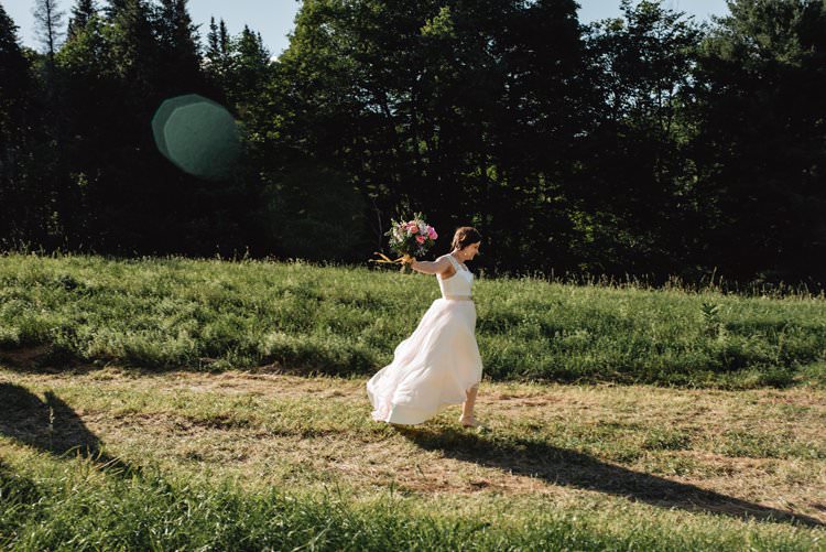 Outdoor Field Forest Wild Nature Marquee Tipi Bride Wild Free Running | Breathtaking Secluded Back Garden Open Sided Tent Wedding Vermont https://kickasscouples.com/