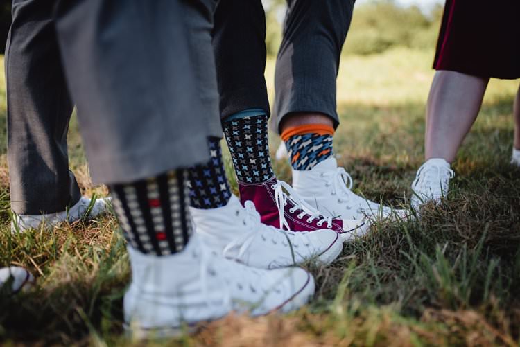 Outdoor Field Forest Wild Nature Marquee Tipi Groomsmen Socks Converses | Breathtaking Secluded Back Garden Open Sided Tent Wedding Vermont https://kickasscouples.com/