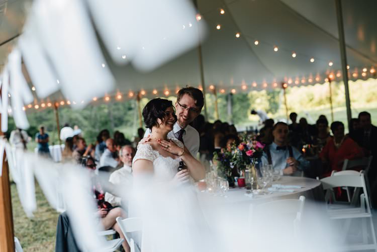 Outdoor Field Forest Wild Nature Marquee Tipi Festoon Lights Photos Reception Rustic | Breathtaking Secluded Back Garden Open Sided Tent Wedding Vermont https://kickasscouples.com/