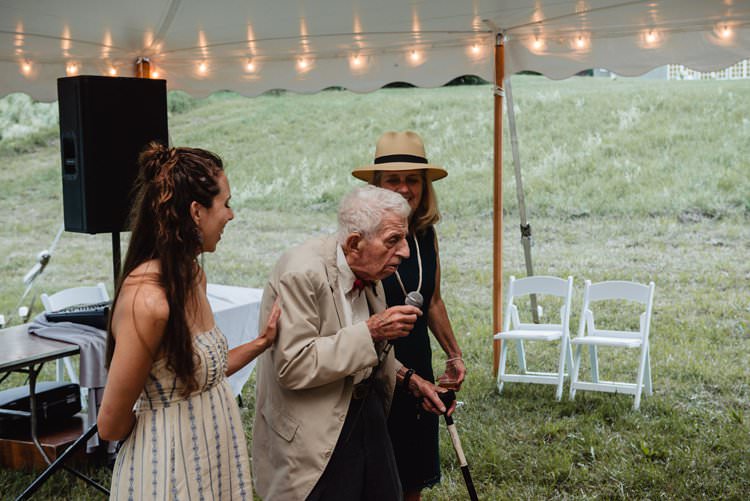 Outdoor Field Forest Wild Nature Marquee Tipi Festoon Lights Reception Rustic Speeches | Breathtaking Secluded Back Garden Open Sided Tent Wedding Vermont https://kickasscouples.com/
