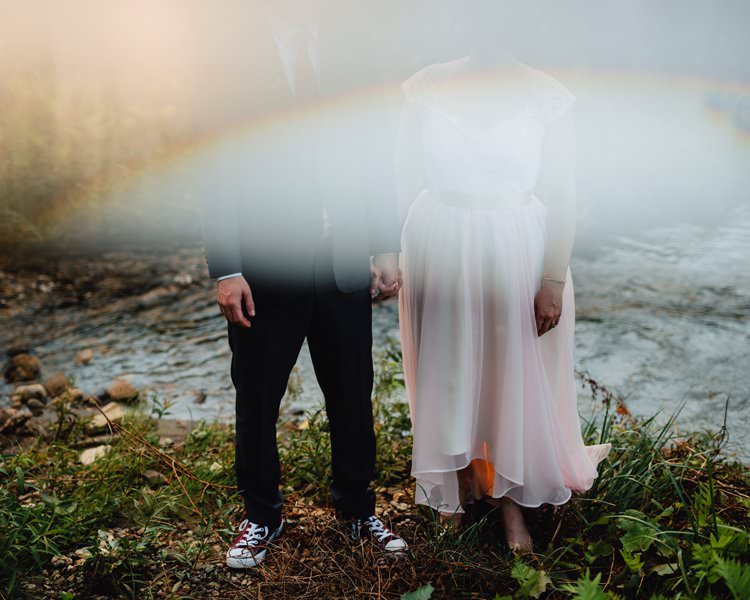 Outdoor Field Forest Wild Nature Marquee Tipi Bride Groom Prism Pink Dress Converses | Breathtaking Secluded Back Garden Open Sided Tent Wedding Vermont https://kickasscouples.com/