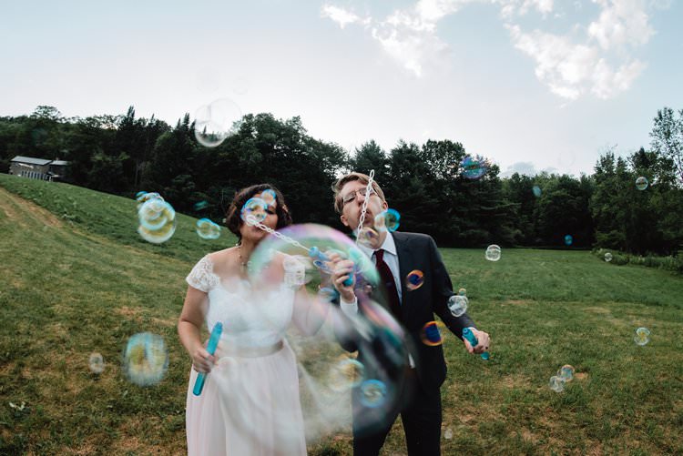 Outdoor Field Forest Wild Nature Marquee Tipi Bride Groom Bubbles Fun Quirky | Breathtaking Secluded Back Garden Open Sided Tent Wedding Vermont https://kickasscouples.com/