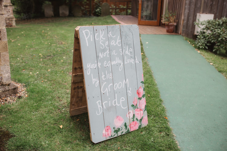 Wooden Floral Painted Sign Ceremony Natural Country Garden Hand Crafted Wedding https://emilytylerphotography.com/