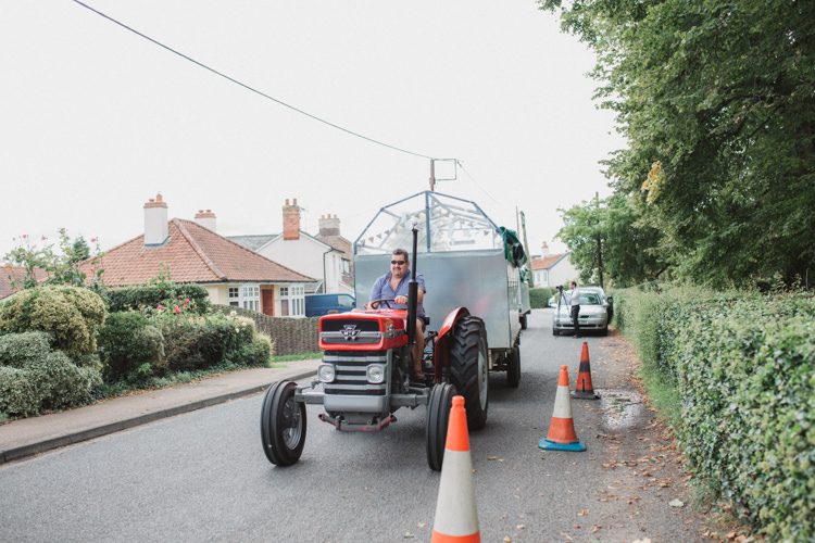 Tractor Trailer Transport Natural Country Garden Hand Crafted Wedding https://emilytylerphotography.com/