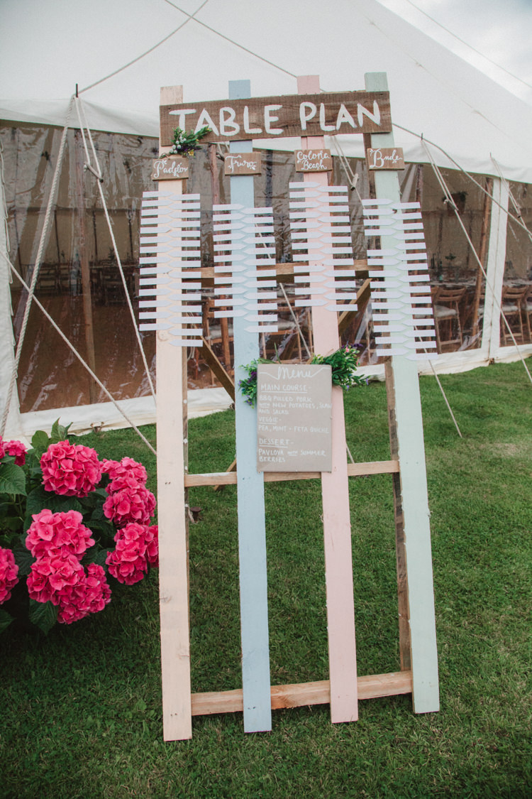 Wooden Painted Table Plan Seating Chart Natural Country Garden Hand Crafted Wedding https://emilytylerphotography.com/