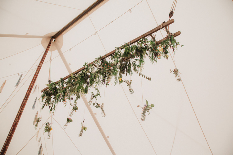 Ladder Wooden Hanging Flowers Ceiling Marquee Natural Country Garden Hand Crafted Wedding https://emilytylerphotography.com/