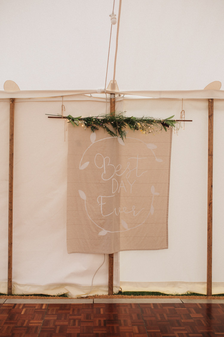 Fabric Hanging Banner Sign Natural Country Garden Hand Crafted Wedding https://emilytylerphotography.com/