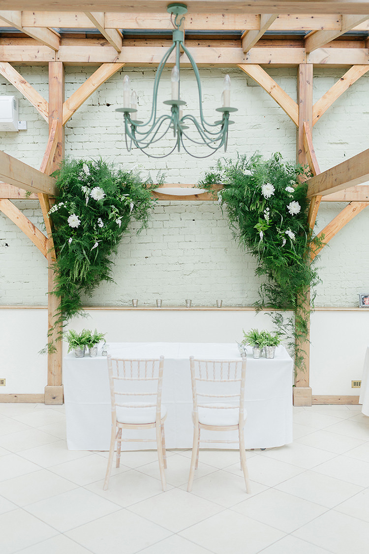Ceremony Backdrop Arch Flowers White Foliage Understated Elegance Greenery Natural Wedding Gaynes Park Essex http://ilariapetrucci.co.uk/