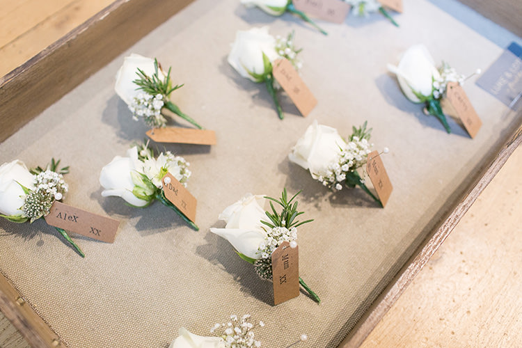 White Rose Buttonholes Understated Elegance Greenery Natural Wedding Gaynes Park Essex http://ilariapetrucci.co.uk/