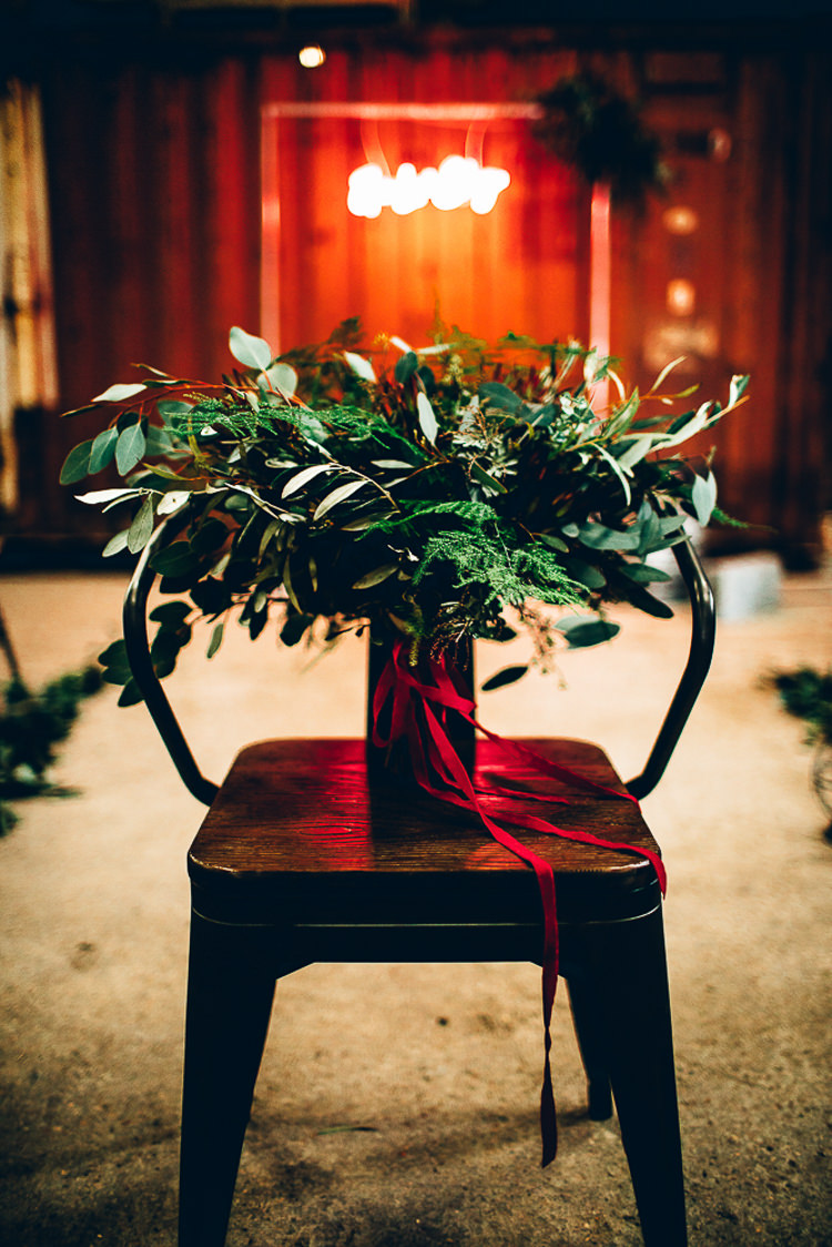 Bouquet Foliage Flowers Large Wild Bride Bridal Edgy Raw Industrial Barn Wedding Ideas Greenery Festoon Lights http://www.two-d.co.uk/