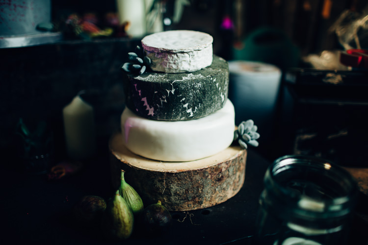 Cheese Tower Stack Edgy Raw Industrial Barn Wedding Ideas Greenery Festoon Lights http://www.two-d.co.uk/