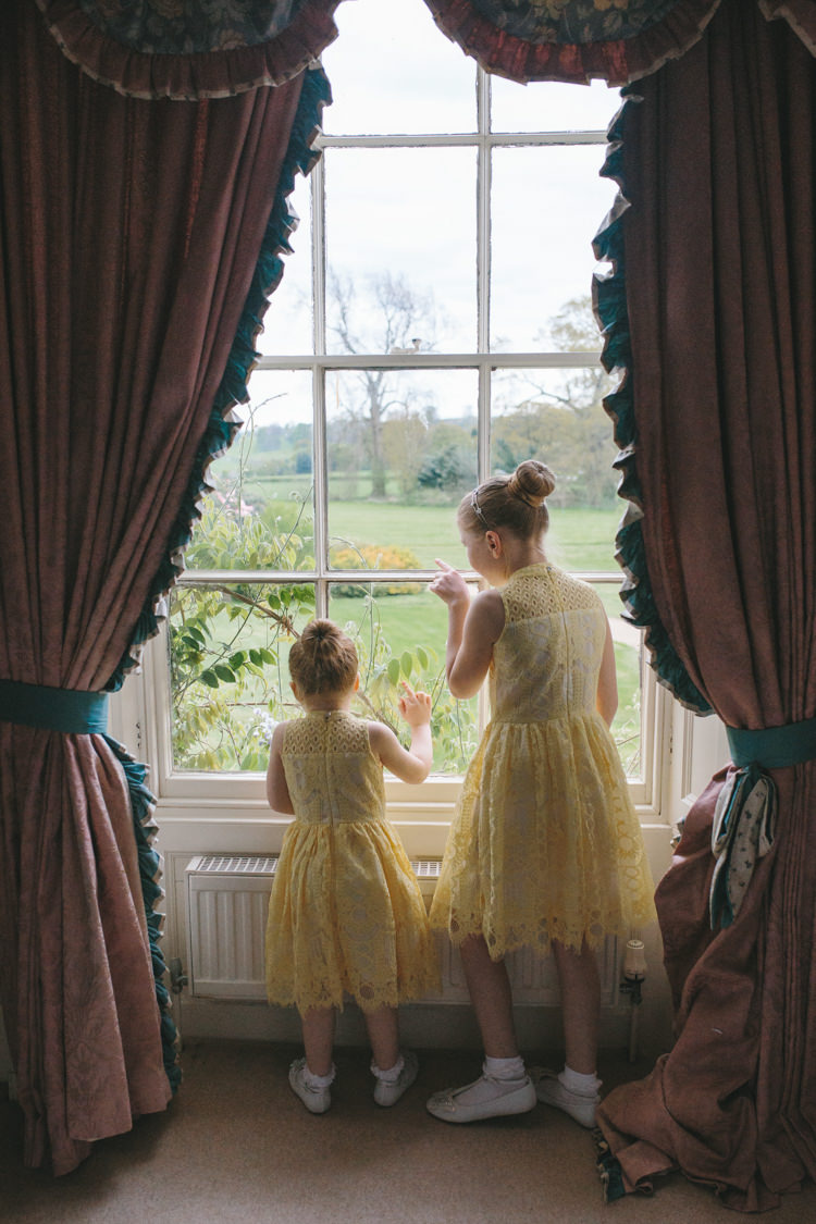 Flower Girls Pretty Spring Yellow Fun Personal Wedding Yeldersley Hall Derbyshire http://www.elliegracephotography.co.uk/