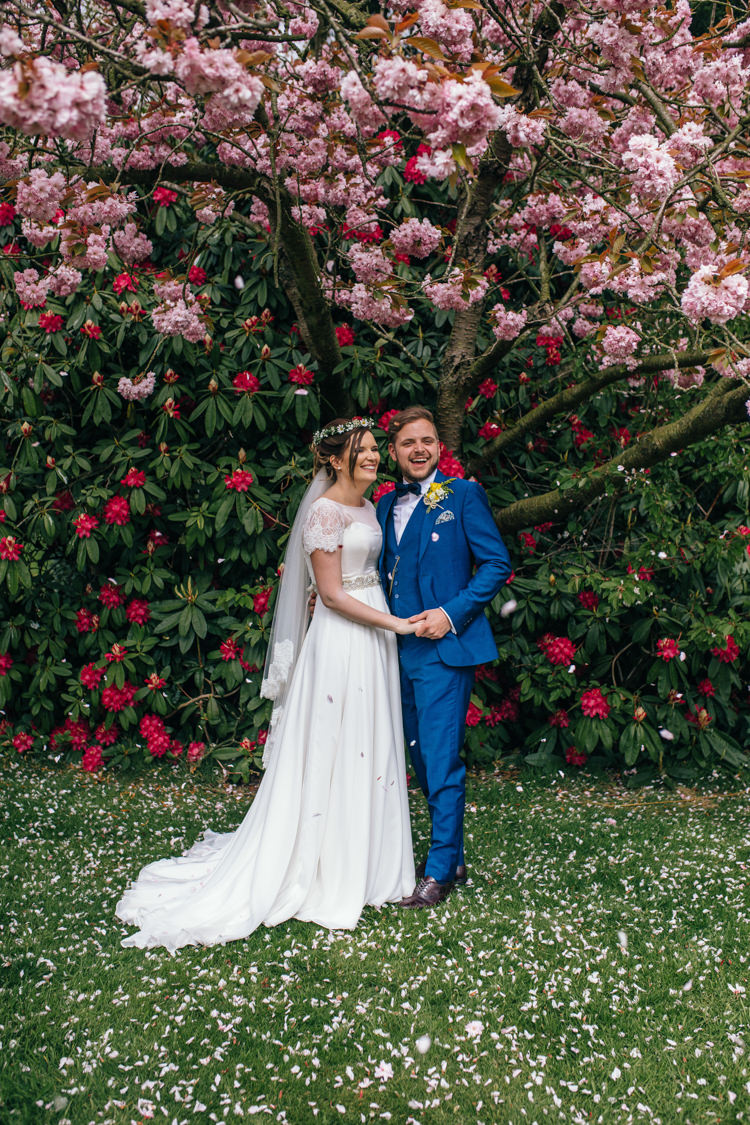 Pink Cherry Blossom Tree Pretty Spring Yellow Fun Personal Wedding Yeldersley Hall Derbyshire http://www.elliegracephotography.co.uk/