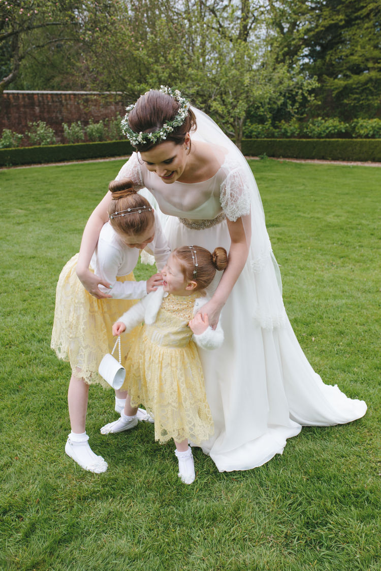 Flower Girls Pretty Spring Yellow Fun Personal Wedding Yeldersley Hall Derbyshire http://www.elliegracephotography.co.uk/
