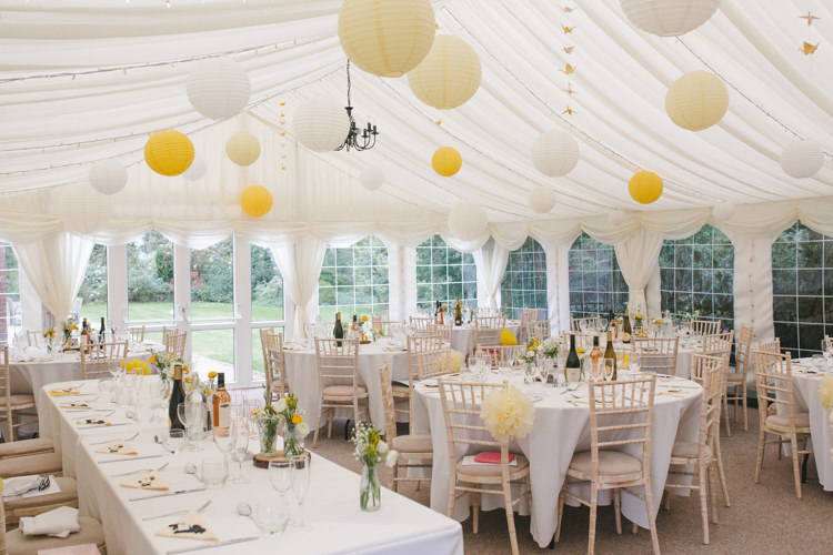 Marquee Lanterns Pretty Spring Yellow Fun Personal Wedding Yeldersley Hall Derbyshire http://www.elliegracephotography.co.uk/