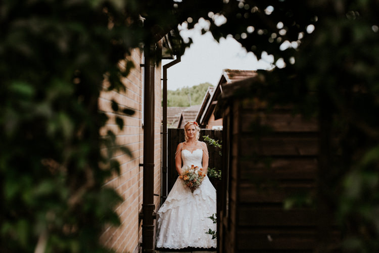 Bride Bridal Sweetheart Neckline Lace A Line Shoulder Jewellery Pearls Floral Flower Hairband Meadow Wildflower Corn Bouquet Practically Perfect Tipi Camp Wedding Thwaite Mills https://photo.shuttergoclick.com/index