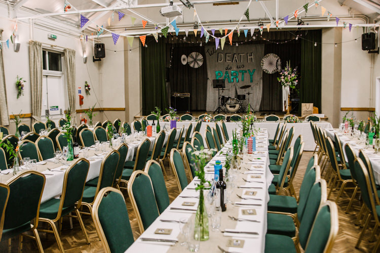 Village Hall Til Death Do Us Party Bunting Fun DIY Wedding New Walk Museum Leicester https://www.daniellefrancescaphotography.com/
