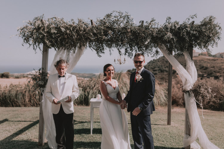 Outdoor Fields Garden Villa Italy Rustic Natural Vineyard Orchard Bride Groom Ceremony Aisle White Greenery Floral Arch | Sage Green Mediterranean Destination Wedding Spain https://www.kinoortega.com/