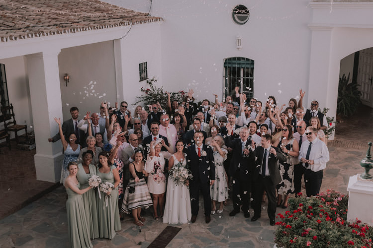 Outdoor Fields Garden Villa Italy Rustic Natural Vineyard Orchard Group Photo Confetti | Sage Green Mediterranean Destination Wedding Spain https://www.kinoortega.com/