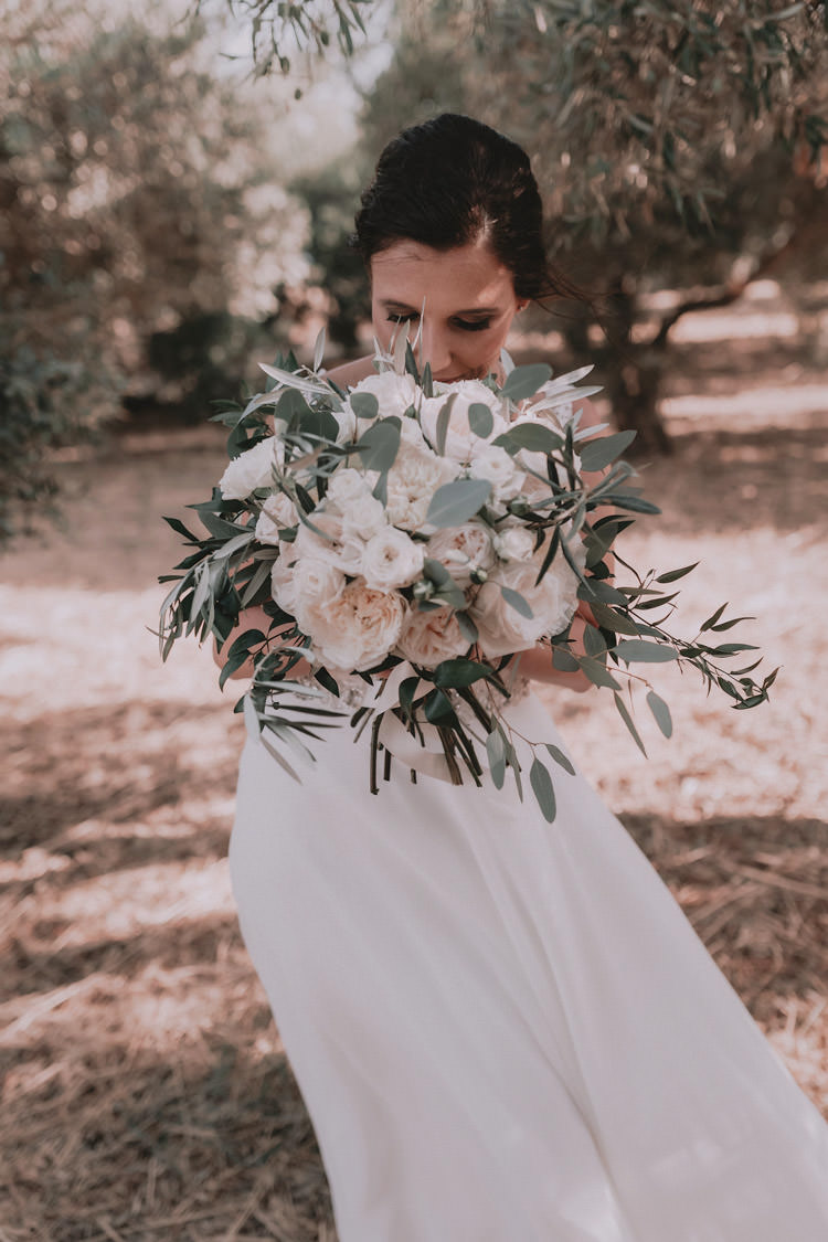 Outdoor Fields Garden Villa Italy Rustic Natural Vineyard Orchard Bride Greenery Bouquet | Sage Green Mediterranean Destination Wedding Spain https://www.kinoortega.com/