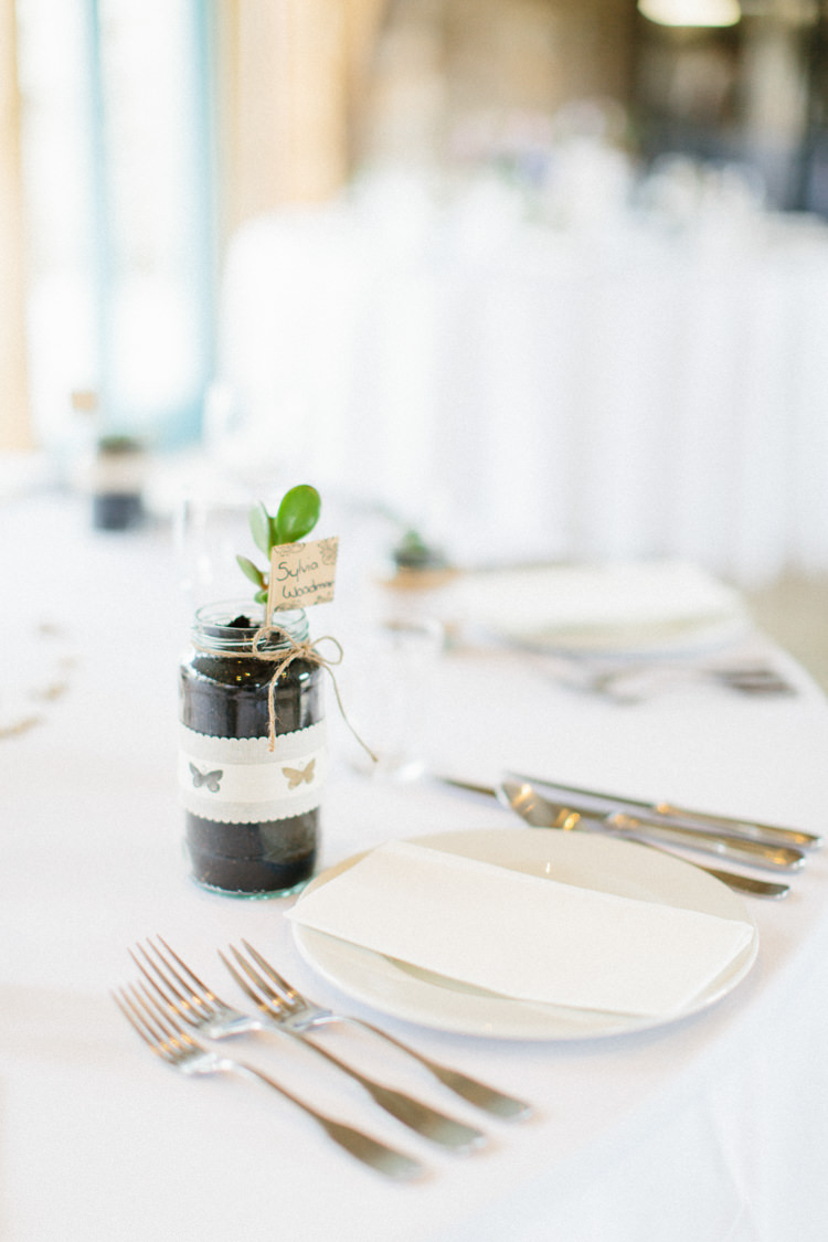 Succulent Potted Favours Jar Fun Joyful Pink Blue Summer Healey Barn Wedding Northumberland http://www.melissabeattie.com/