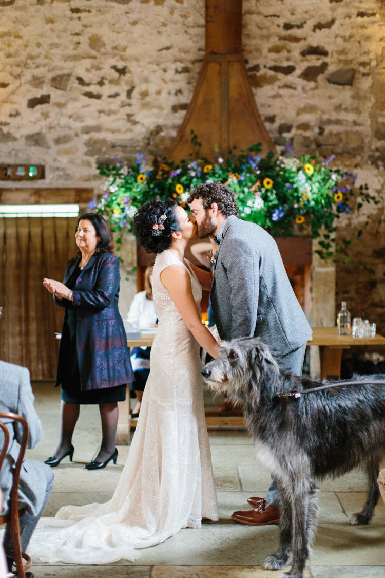 Dog Pet Ring Bearer Fun Joyful Pink Blue Summer Healey Barn Wedding Northumberland http://www.melissabeattie.com/
