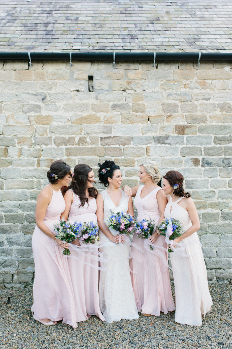 Long Maxi Bridesmaid Dresses Blush Fun Joyful Pink Blue Summer Healey Barn Wedding Northumberland http://www.melissabeattie.com/