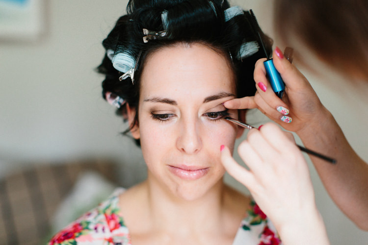 Bride Bridal Make Up Beauty Fun Joyful Pink Blue Summer Healey Barn Wedding Northumberland http://www.melissabeattie.com/