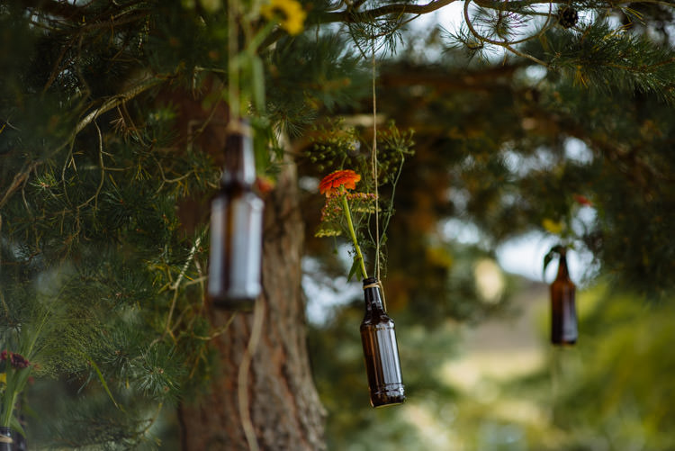DIY Beer Bottle Decor Marquee Tipi Seasonal Alternative Hippy Farm Field Garden Wedding | Homegrown Community Eclectic Rural Yorkshire Wedding https://toastofleeds.co.uk/