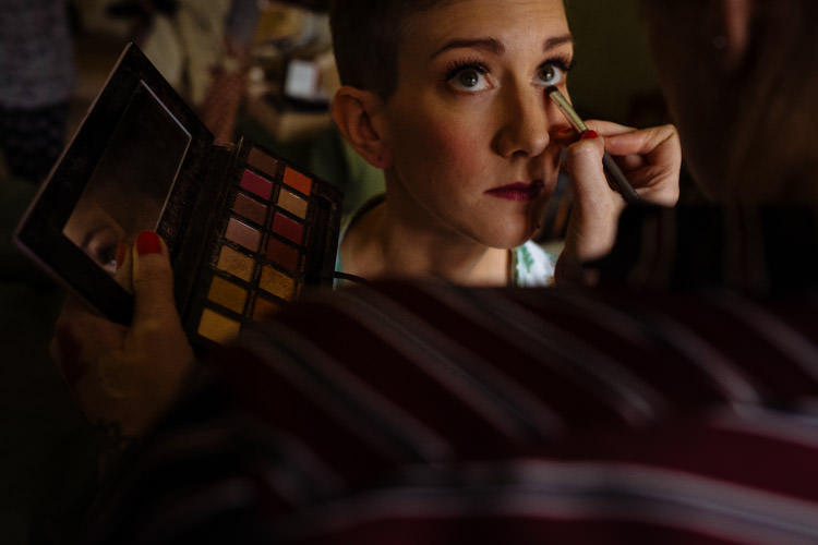Bride Make Up Morning Prep Short Hair | Homegrown Community Eclectic Rural Yorkshire Wedding https://toastofleeds.co.uk/