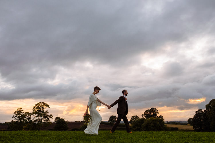 DIY Bride Groom Cape Bolero Sunset Alternative Hippy Forest Farm Field Garden Wedding | Homegrown Community Eclectic Rural Yorkshire Wedding https://toastofleeds.co.uk/