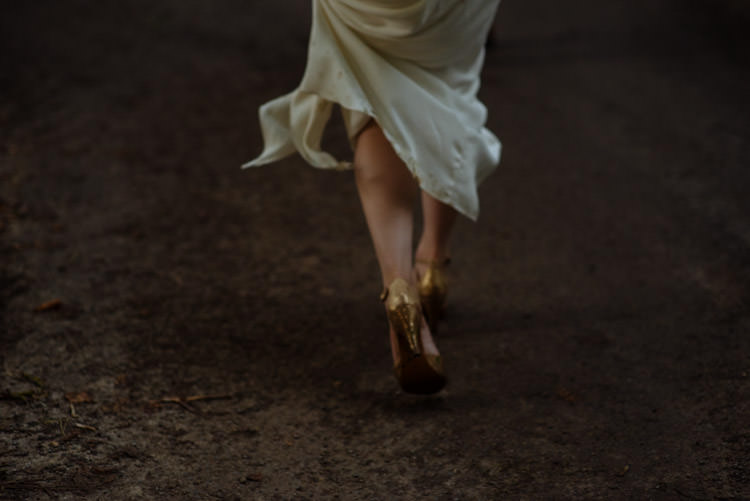 DIY Bride Gold Shoes Alternative Hippy Forest Farm Field Garden Wedding | Homegrown Community Eclectic Rural Yorkshire Wedding https://toastofleeds.co.uk/