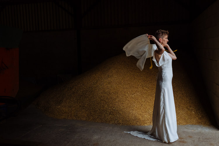 DIY Bride Cape Bolero Short Hair Dark Natural Photography Alternative Hippy Forest Farm Field Garden Wedding | Homegrown Community Eclectic Rural Yorkshire Wedding https://toastofleeds.co.uk/