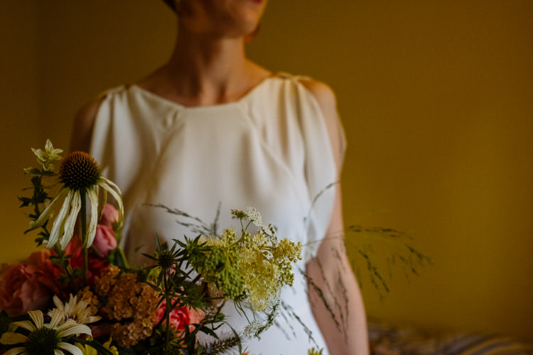 DIY Bride Seasonal Yellow Wildflower Bouquet Alternative Hippy Farm Field Garden Wedding | Homegrown Community Eclectic Rural Yorkshire Wedding https://toastofleeds.co.uk/