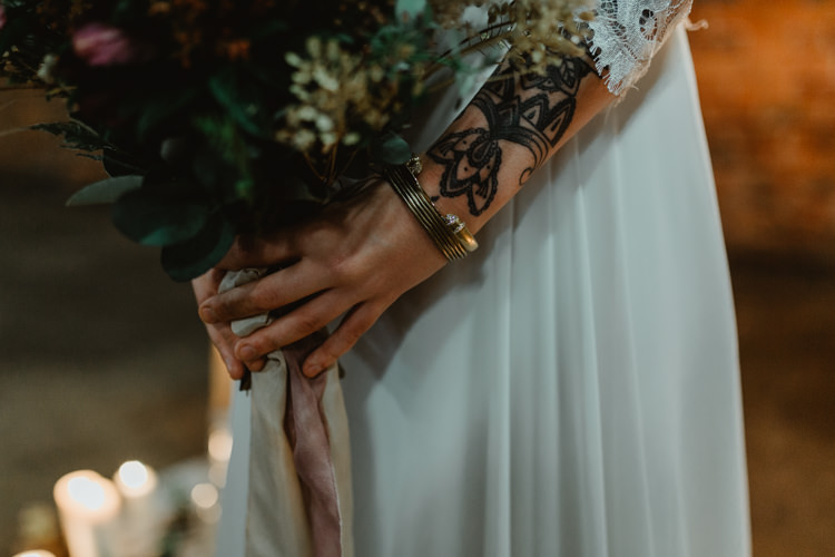 Bouquet Flowers Bride Bridal Ribbons Foliage Lilac Industrial Violet Greenery Succulents Edison Lighting Wedding Ideas https://www.steviejayphotography.co.uk/