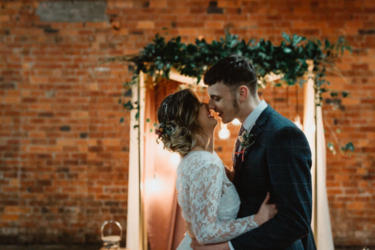 Industrial Violet Greenery Succulents Edison Lighting Wedding Ideas https://www.steviejayphotography.co.uk/