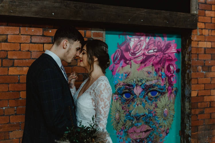 Industrial Violet Greenery Succulents Edison Lighting Wedding Ideas https://www.steviejayphotography.co.uk/