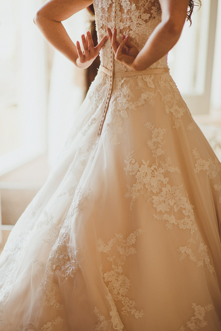 Lace Dress Gown Bride Bridal Buttons Back Rustic Relaxed Woodsy Alnwick Treehouse Northumberland Wedding http://www.mattpenberthy.com/