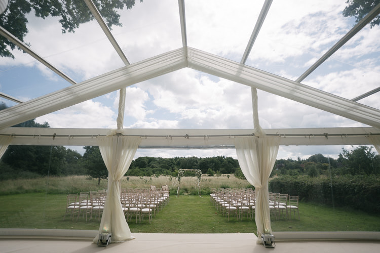 Clear Marquee Outdoor Ceremony Relaxed Bohemian Summer Meadow Wedding https://karibellamy.com/