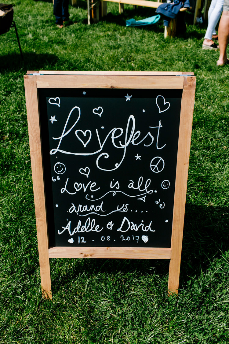 Chalk Black Board Sign Bright Fun Festival Boho Wedding The Party Field East Sussex http://epiclovestory.co.uk/